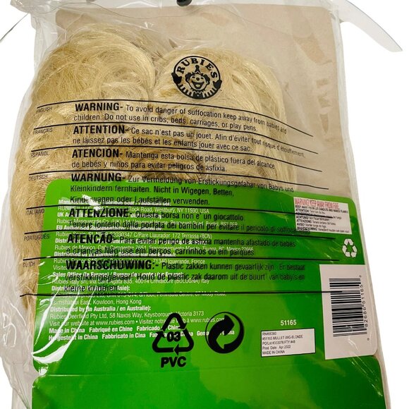 Blonde Mullet Wig Costume Accessory By Rubies Washable - Picture 3 of 4